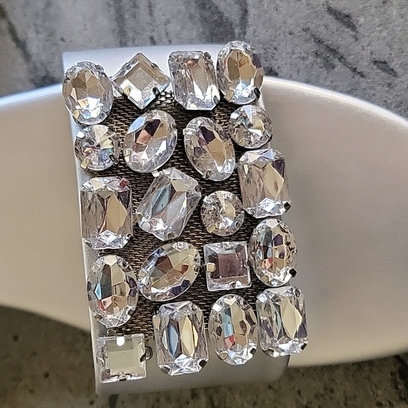 WORTHINGTON Slide Sandals w/Large RHINESTONES Silver size 11M NWT - Picture 2 of 7